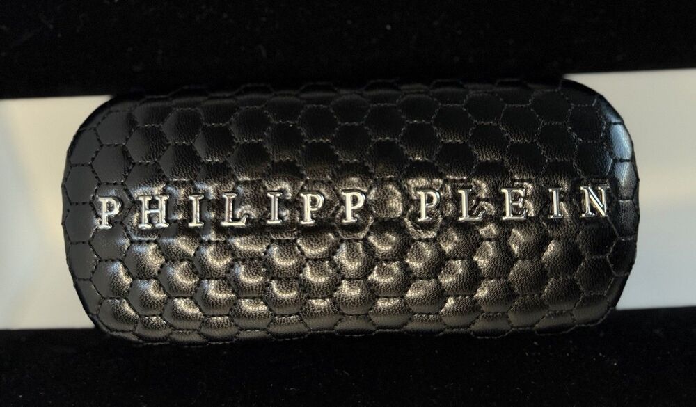NEW !! Phillip Plein Black Clamshell Eyeglasses-Sunglasses Case With  Cloth
